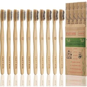 Bamboo Wood Toothbrushes 10 Pack